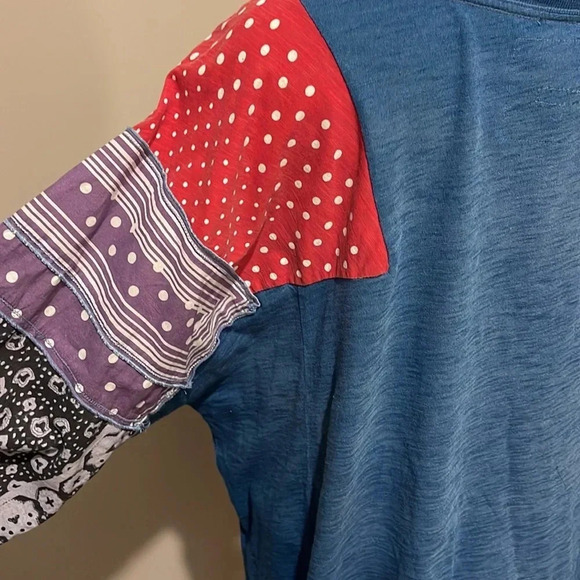 We The Free - Shibuya Patchwork Tee Blue Bandana Mix Print Festival Boho - SizeS - Picture 6 of 10